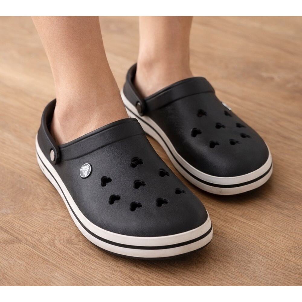Disney Parks Crocs Mickey Mouse Ears Black Clogs Mens 6 Womens 8 - Picture 10 of 10